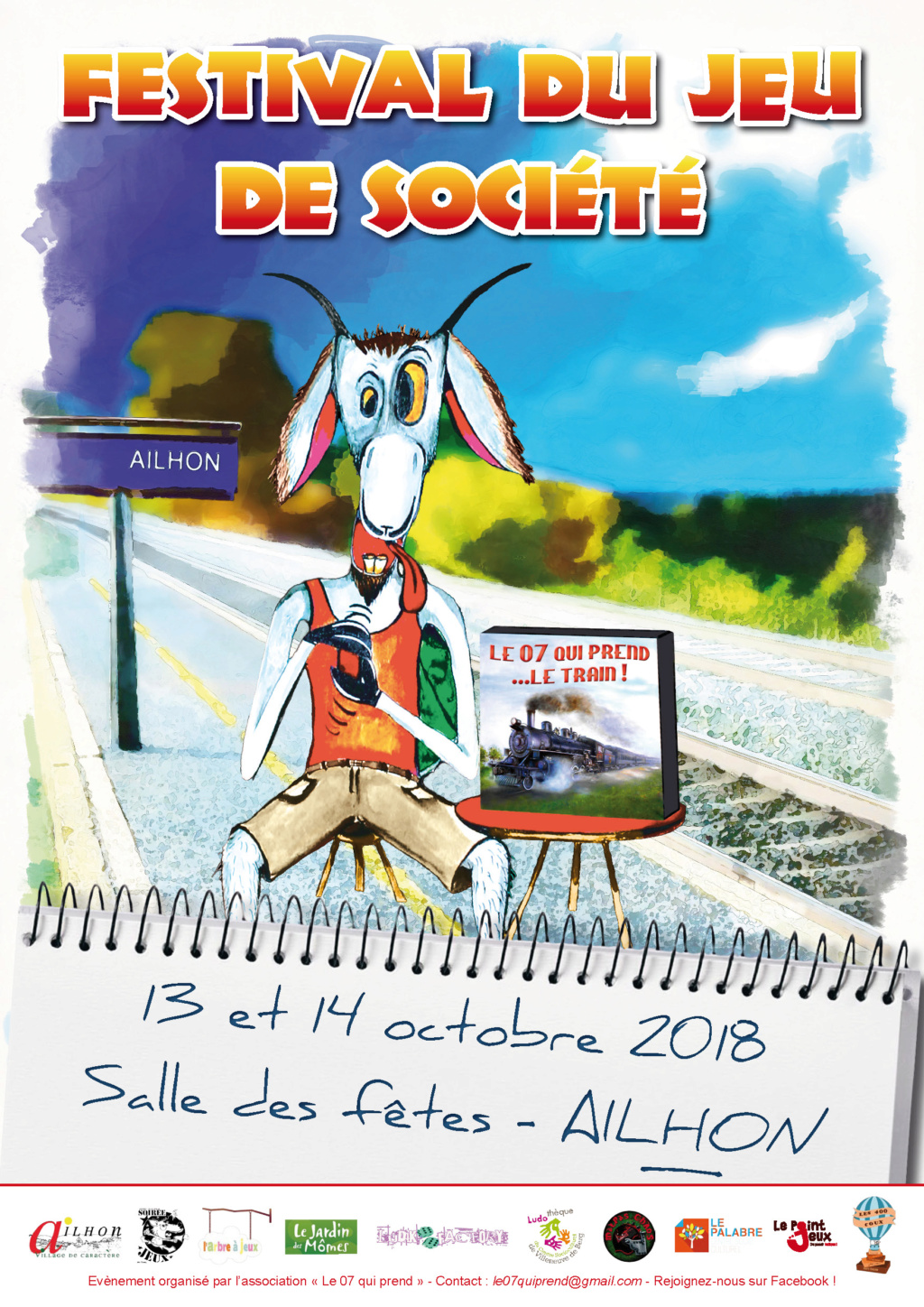 Affiche-Le 07 Qui prend-festival du jeu - Ailhon - 13 et 14 octobre 2018